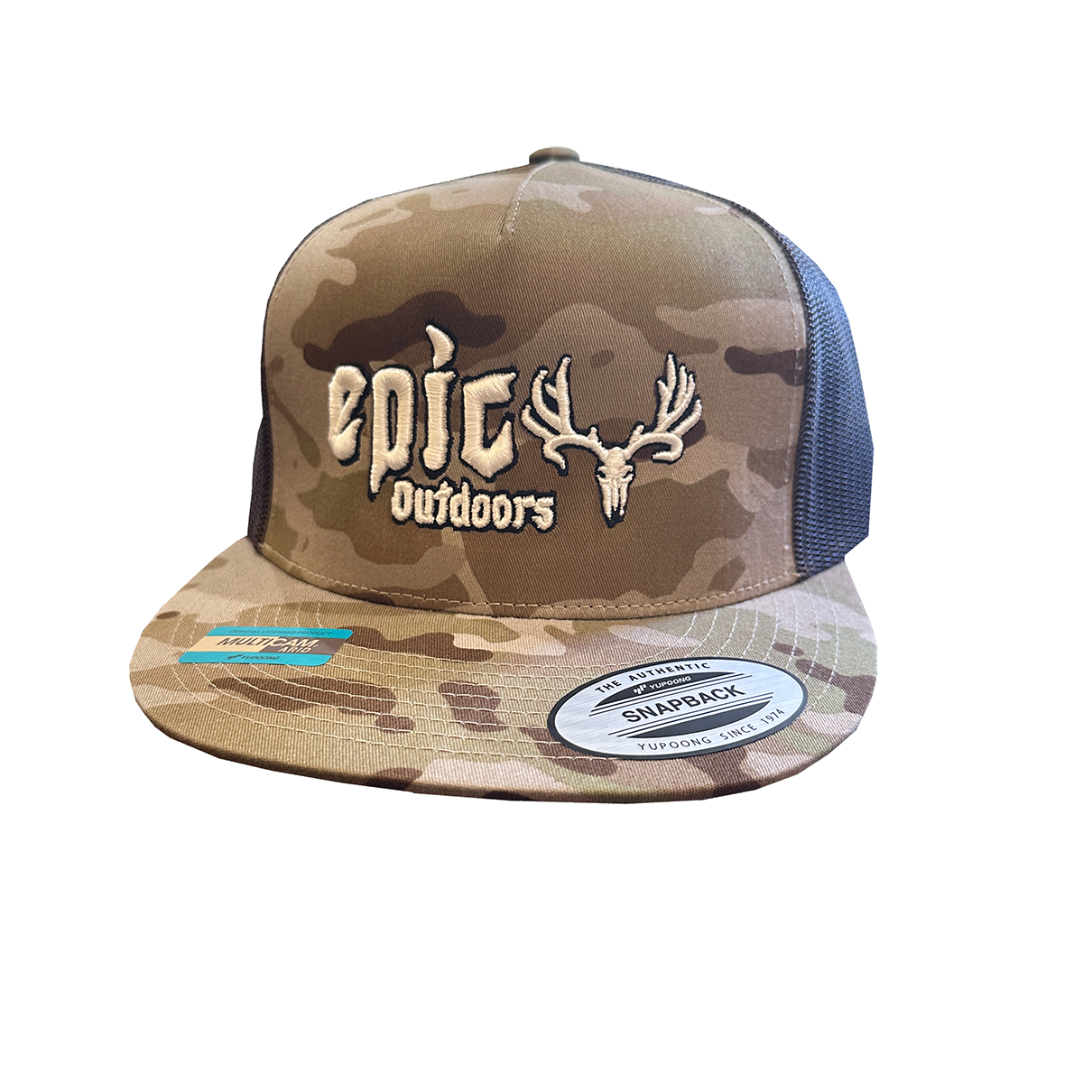 Epic Outdoors Multi-Cam White Puff Logo Flat Brim Hat