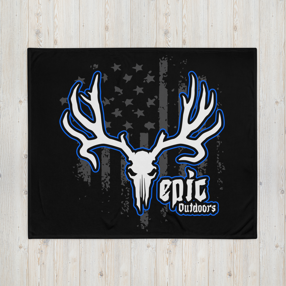 Blue Epic Logo Flag - Black Throw Blanket