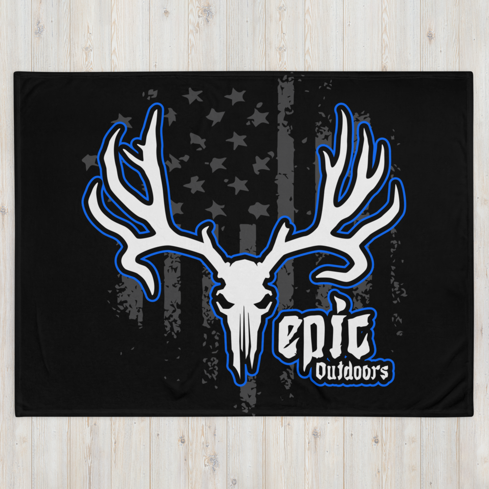 Blue Epic Logo Flag - Black Throw Blanket