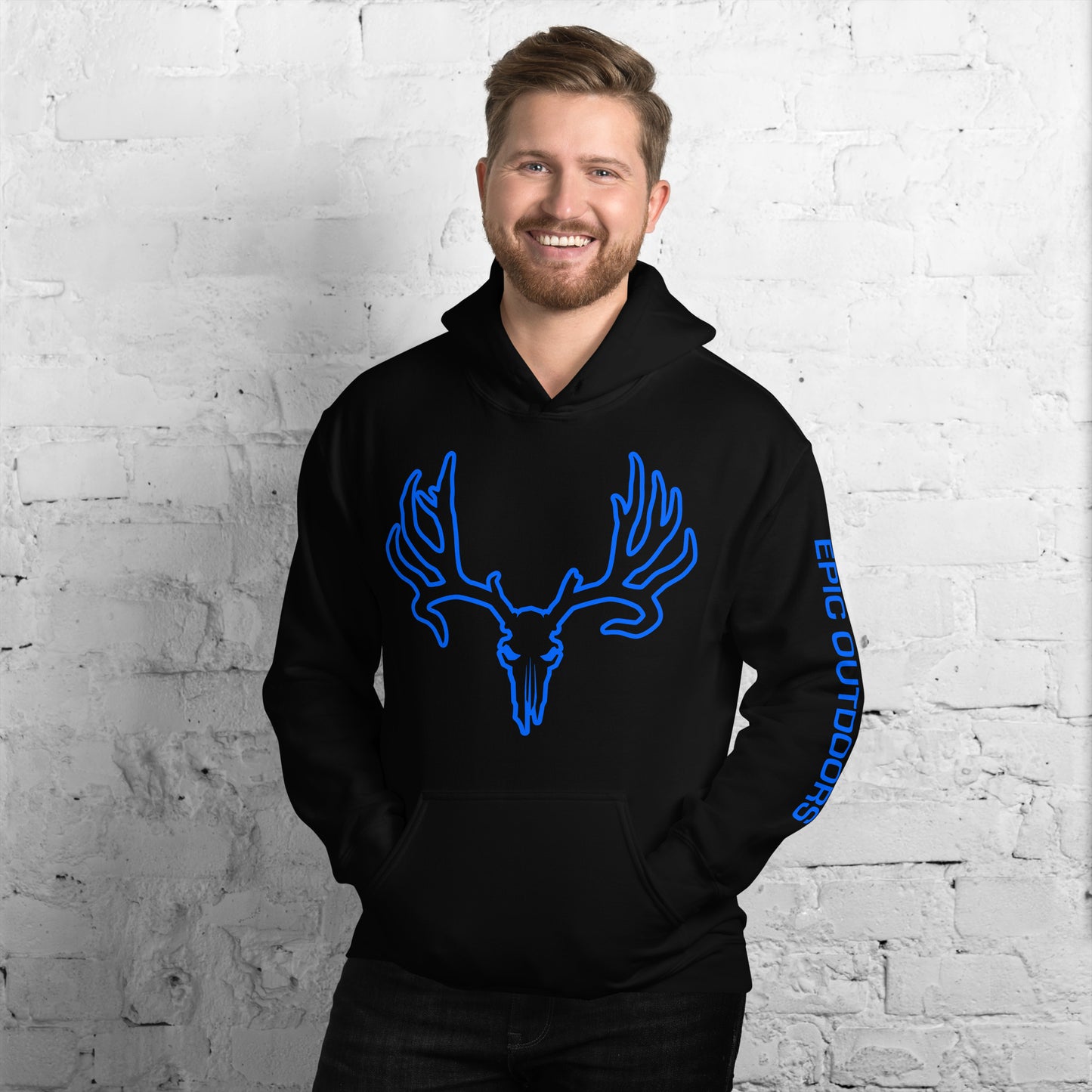 Blue Epic Logo Outline Unisex Hoodie - Cotton-Poly Blend 18500