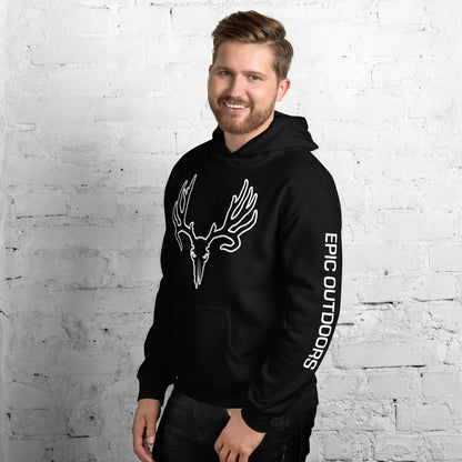 White Epic Logo Outline Unisex Hoodie - Cotton-Poly Blend 18500