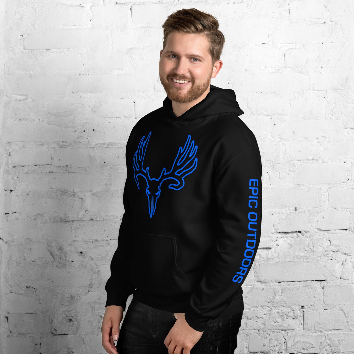 Blue Epic Logo Outline Unisex Hoodie - Cotton-Poly Blend 18500