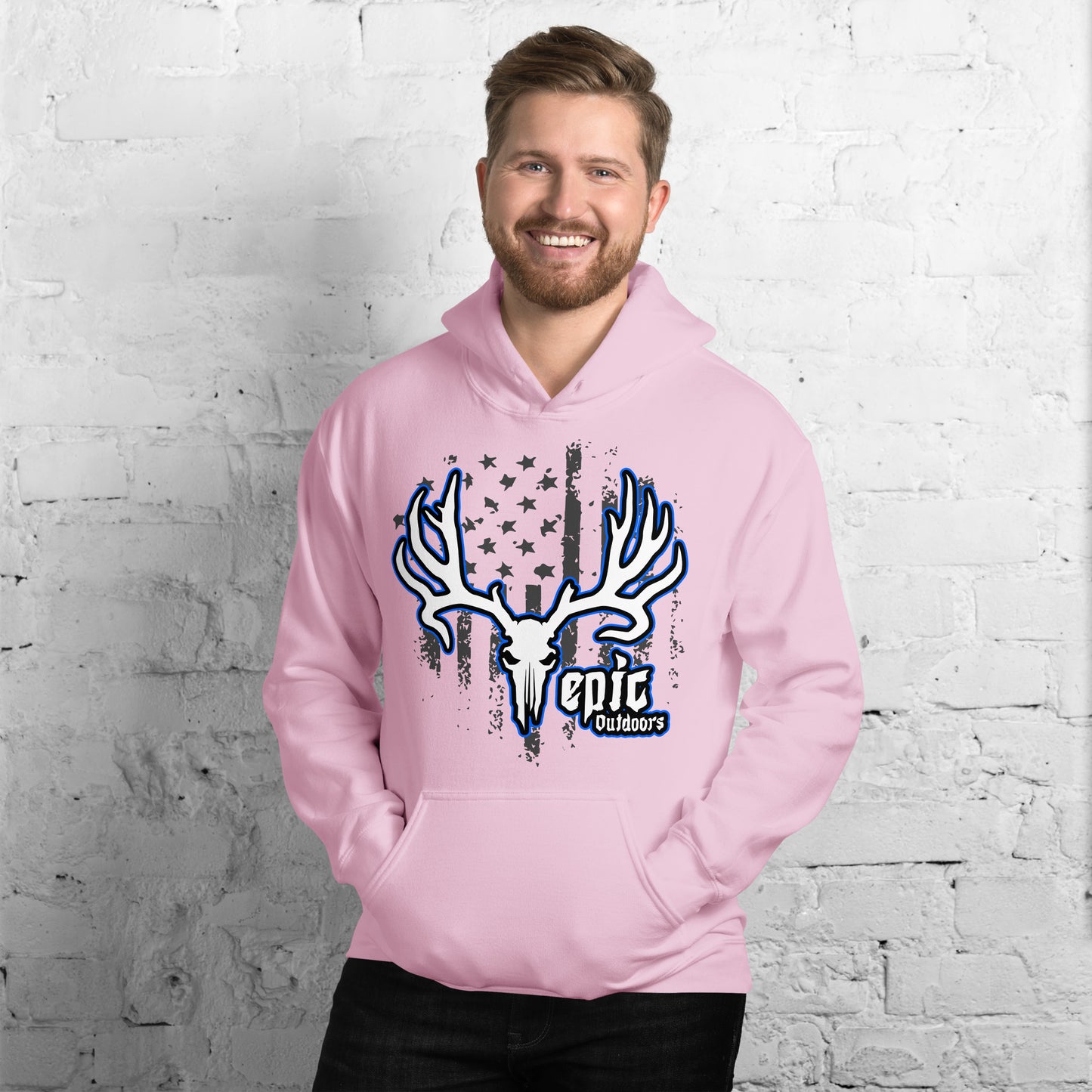 Epic Outdoors Blue Logo Dark Flag Hoodie