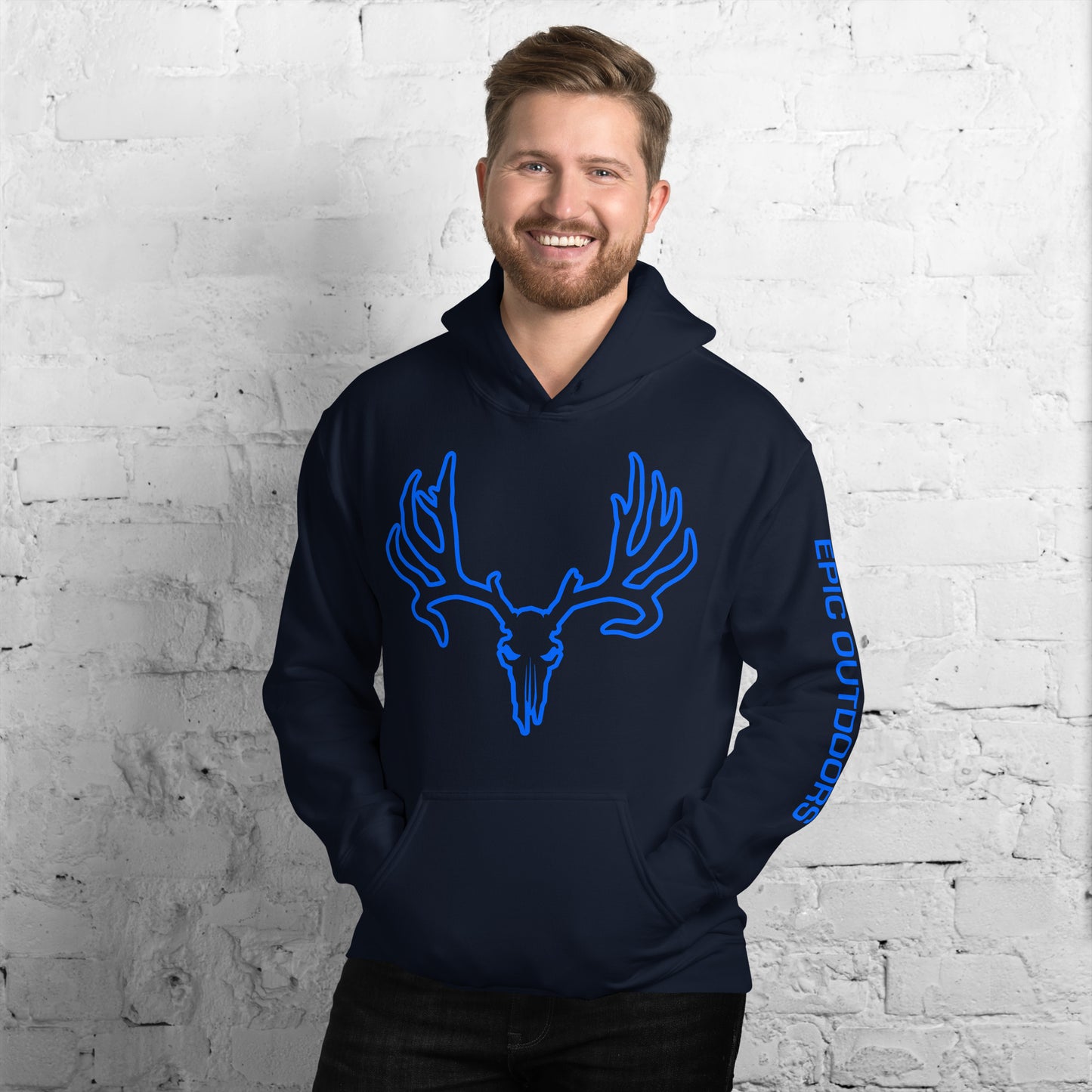 Blue Epic Logo Outline Unisex Hoodie - Cotton-Poly Blend 18500