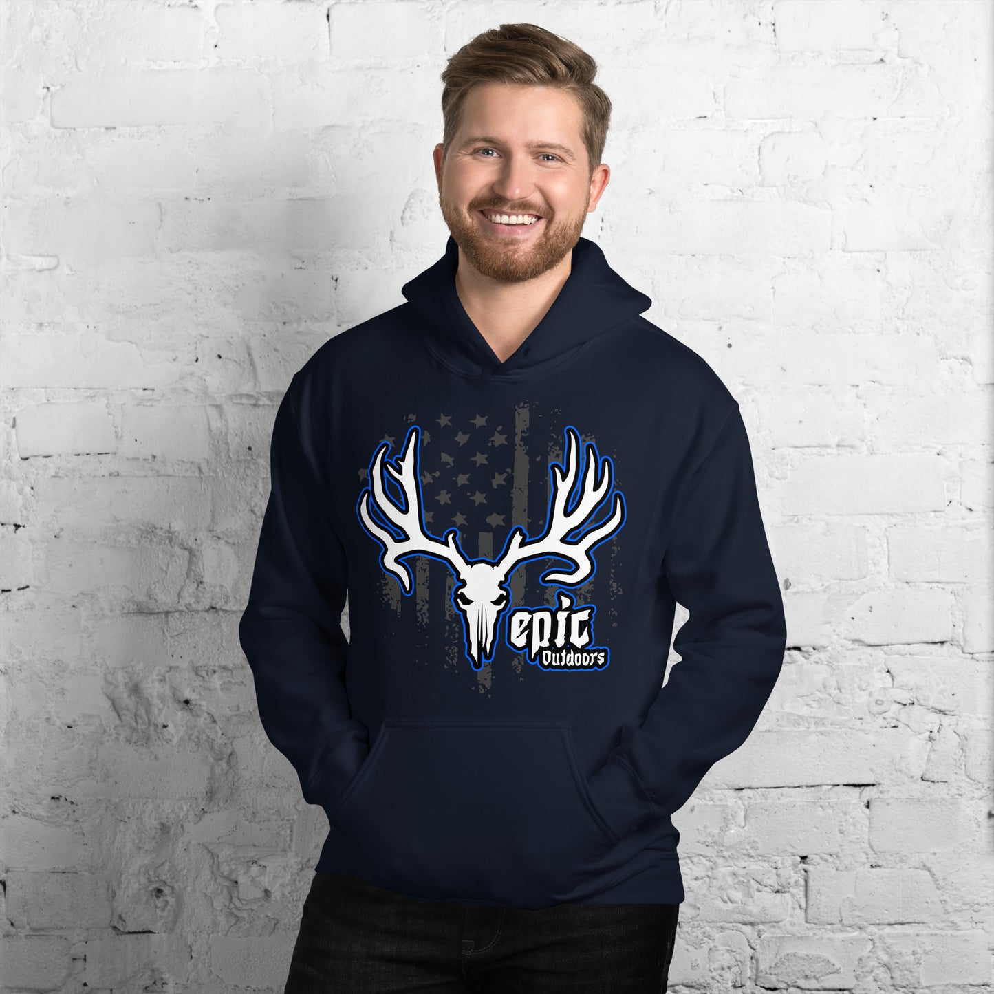 Blue Epic Logo Dark Flag Unisex Hoodie