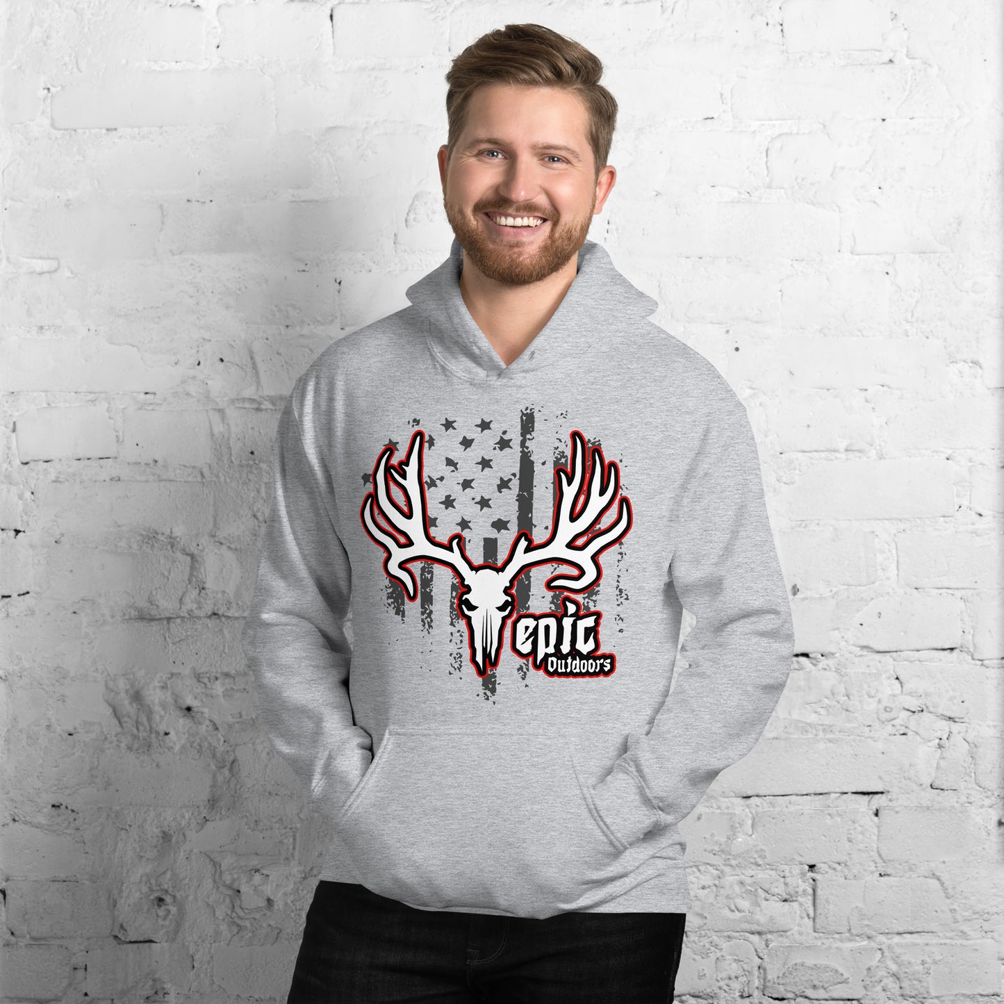 Epic Outdoors Red Epic Logo Dark Flag Hoodie
