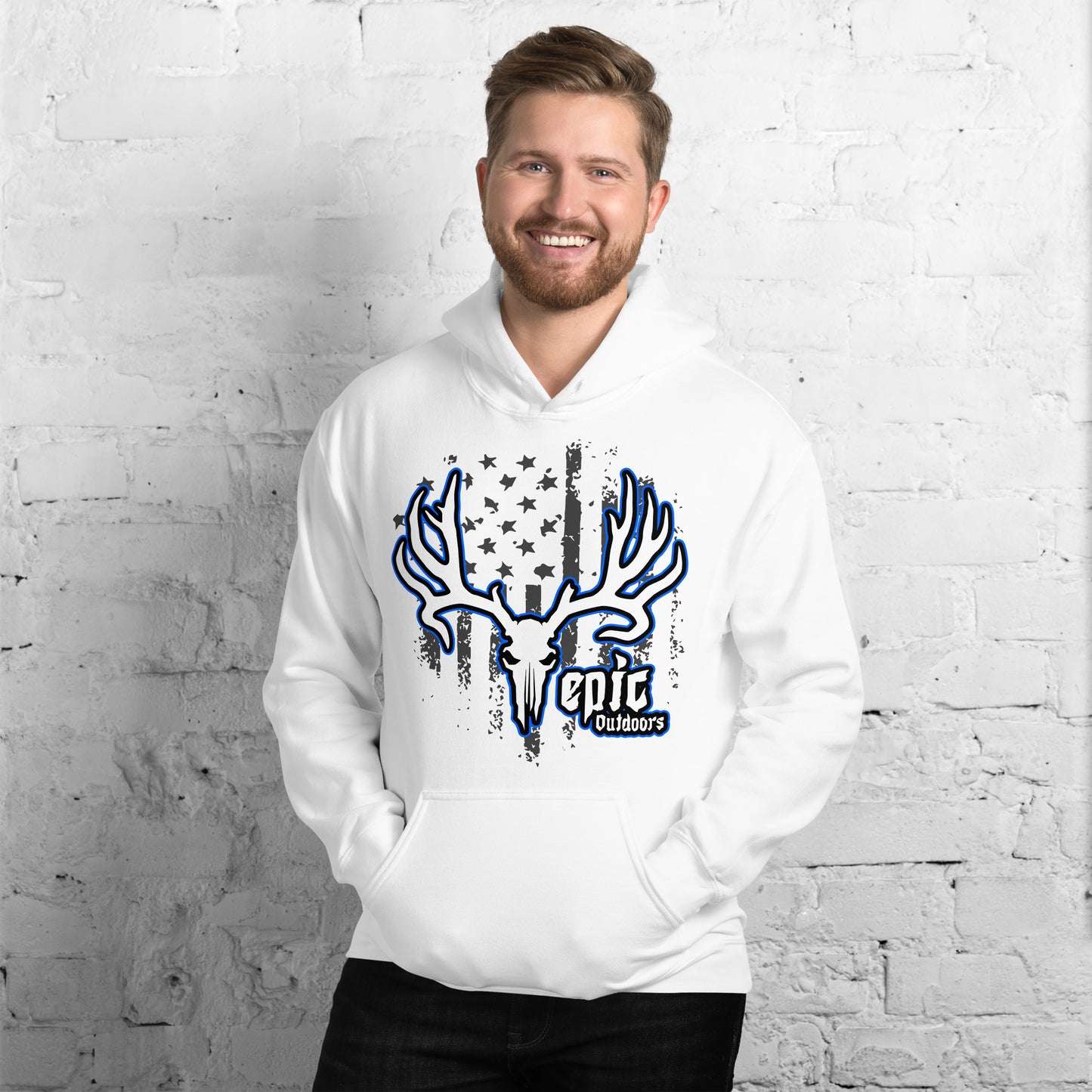 Blue Epic Logo Dark Flag Unisex Hoodie