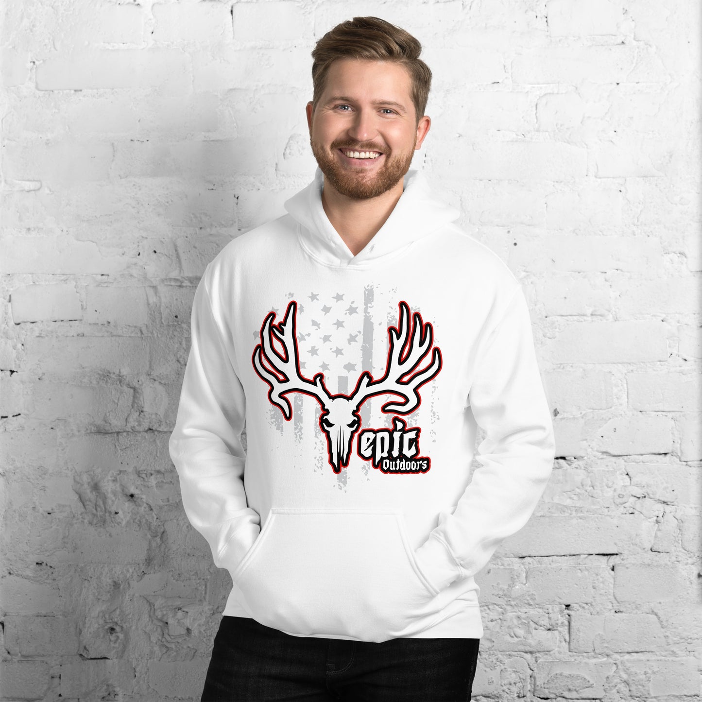 Epic Outdoors Red Epic Logo Light Flag Hoodie