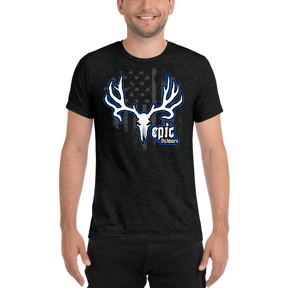 Blue Epic Logo Dark Flag - Premium Unisex Tri-Blend T-Shirt