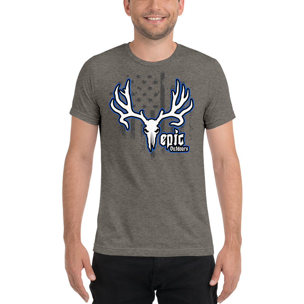 Blue Epic Logo Dark Flag - Premium Unisex Tri-Blend T-Shirt