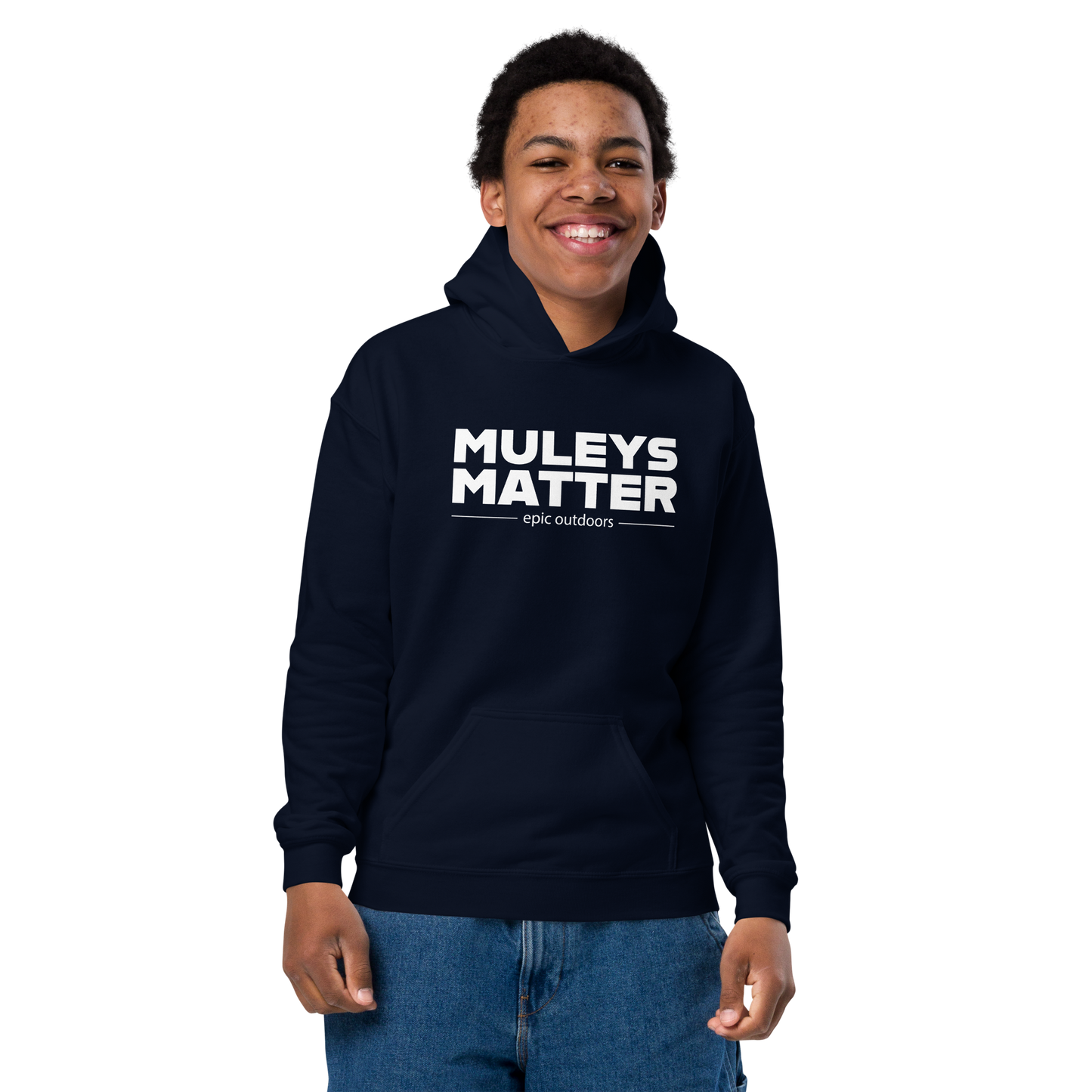 Muleys Matter White Logo Youth Hoodie