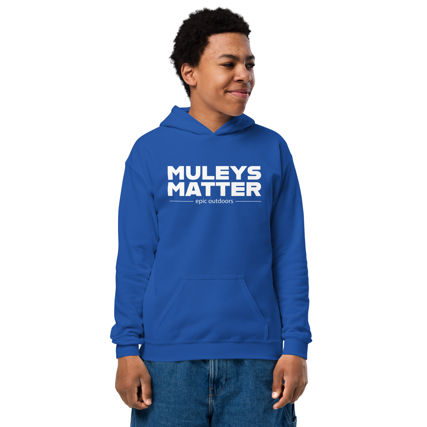Muleys Matter White Logo Youth Hoodie