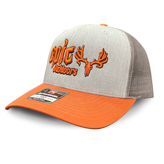 Puff Logo Orange-Heather Gray Trucker Hat