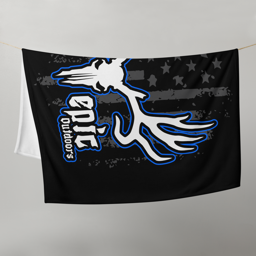 Blue Epic Logo Flag - Black Throw Blanket
