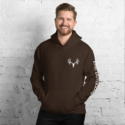 White Epic Pocket Logo Unisex Hoodie - Cotton-Poly Blend 18500