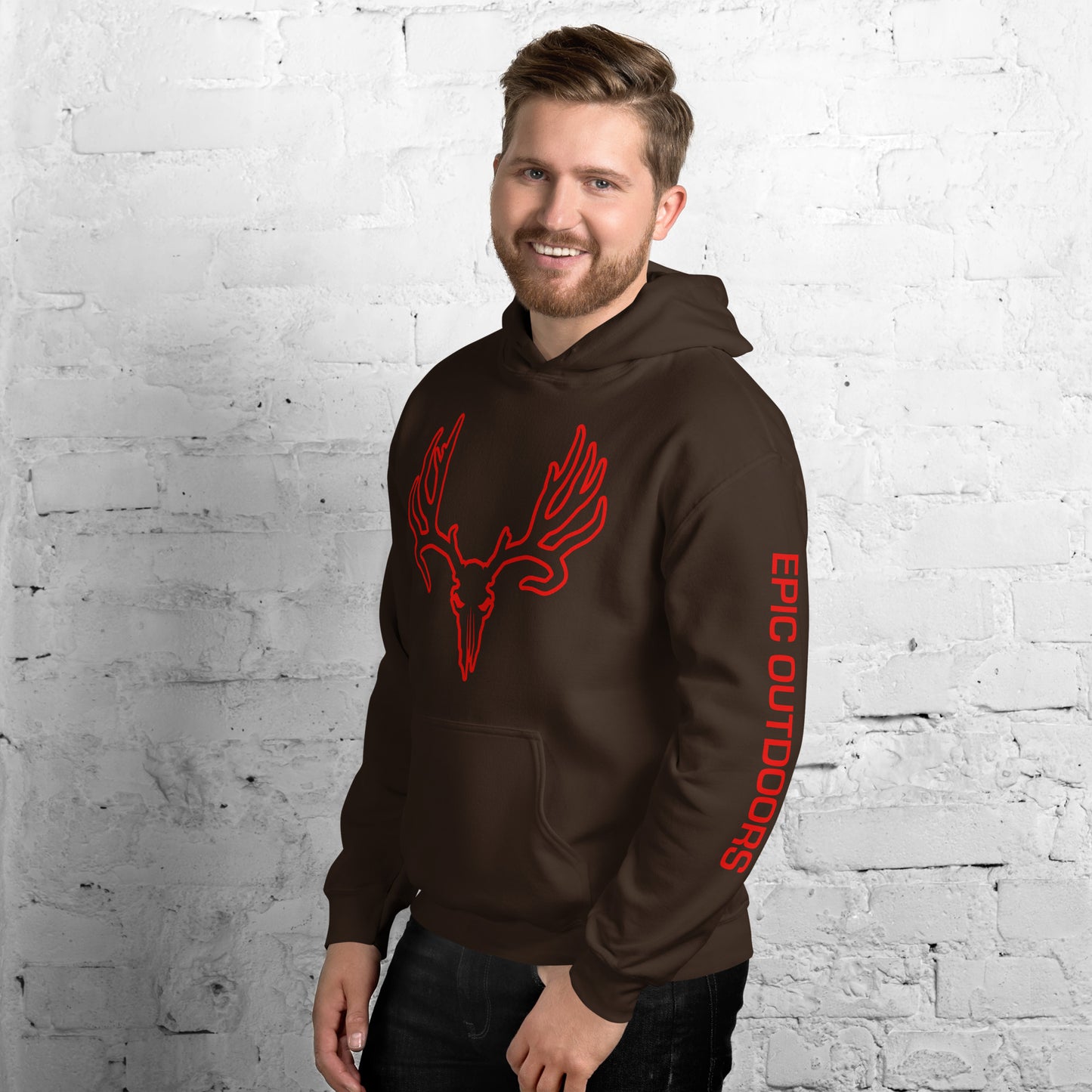 Red Epic Logo Outline Unisex Hoodie - Cotton-Poly Blend 18500