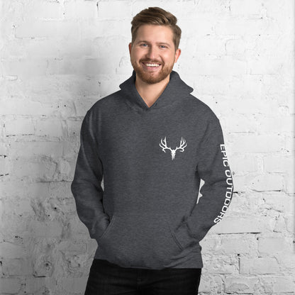 White Epic Pocket Logo Unisex Hoodie - Cotton-Poly Blend 18500