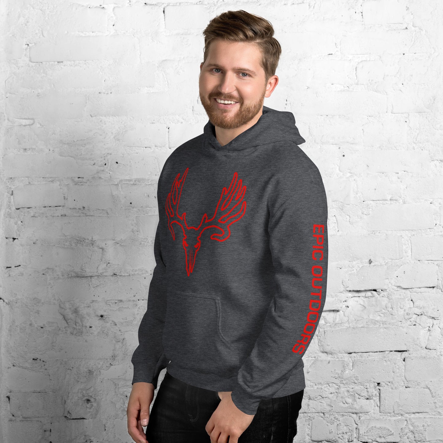 Red Epic Logo Outline Unisex Hoodie - Cotton-Poly Blend 18500