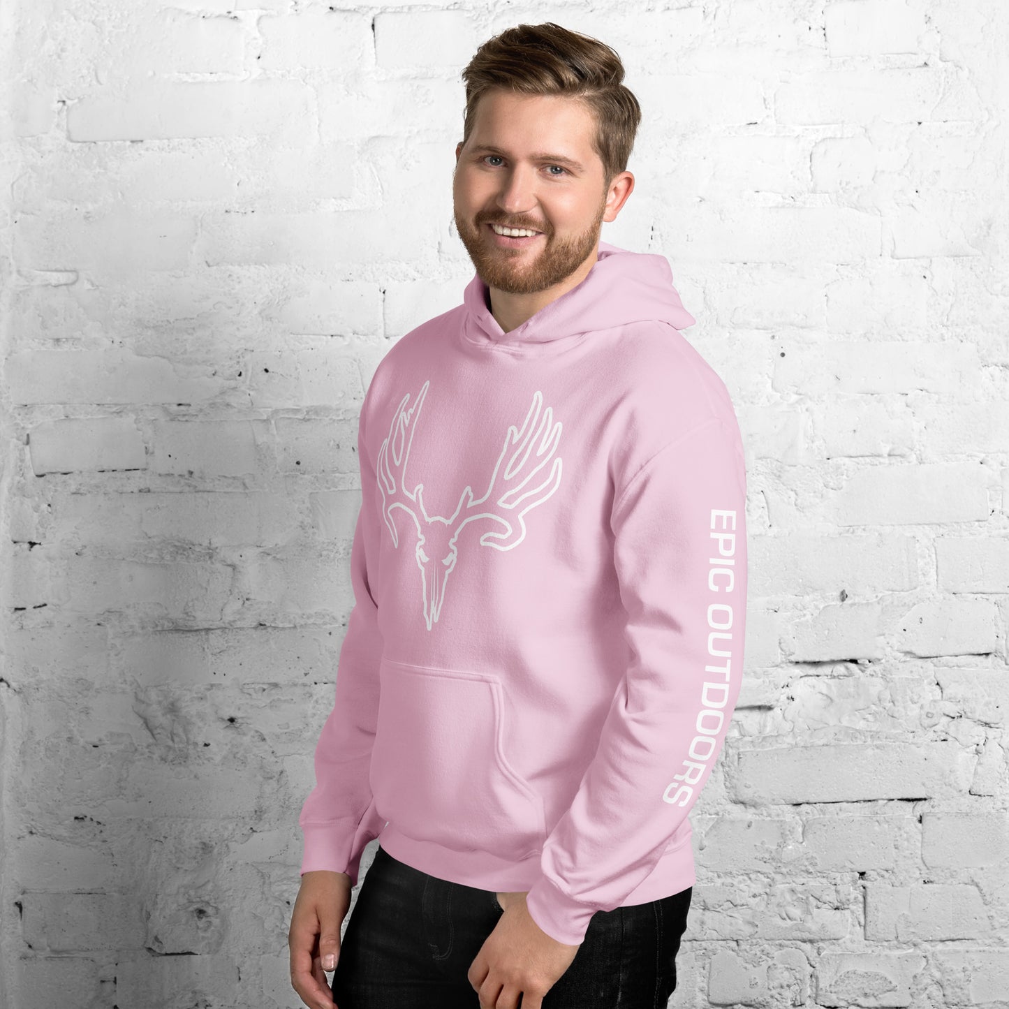 White Epic Logo Outline Unisex Hoodie - Cotton-Poly Blend 18500