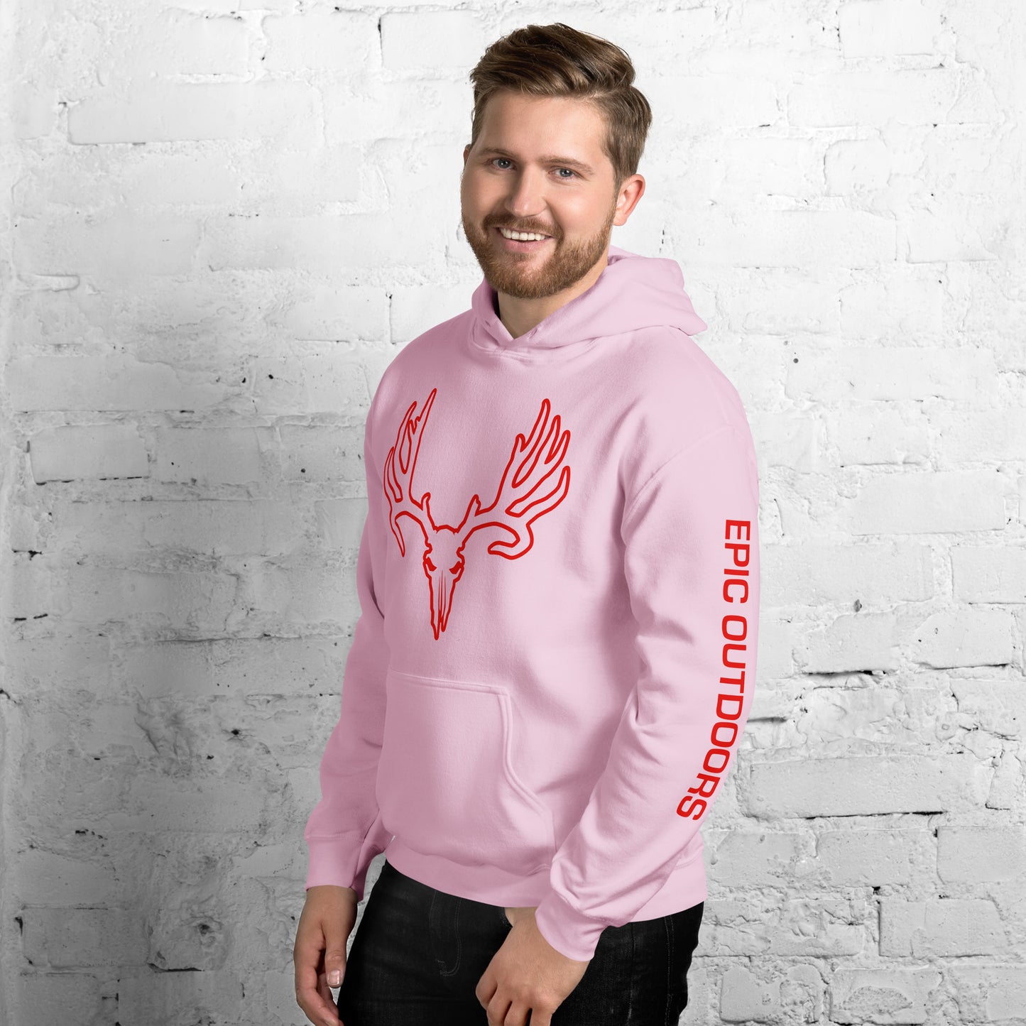 Red Epic Logo Outline Unisex Hoodie - Cotton-Poly Blend 18500