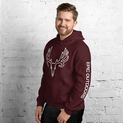 White Epic Logo Outline Unisex Hoodie - Cotton-Poly Blend 18500