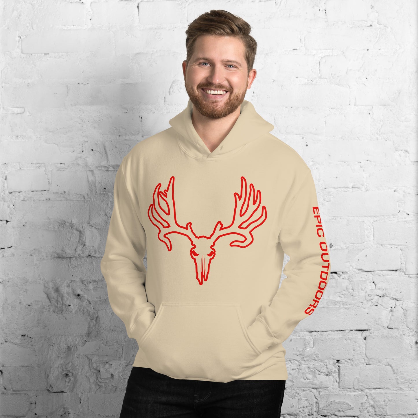 Red Epic Logo Outline Unisex Hoodie - Cotton-Poly Blend 18500