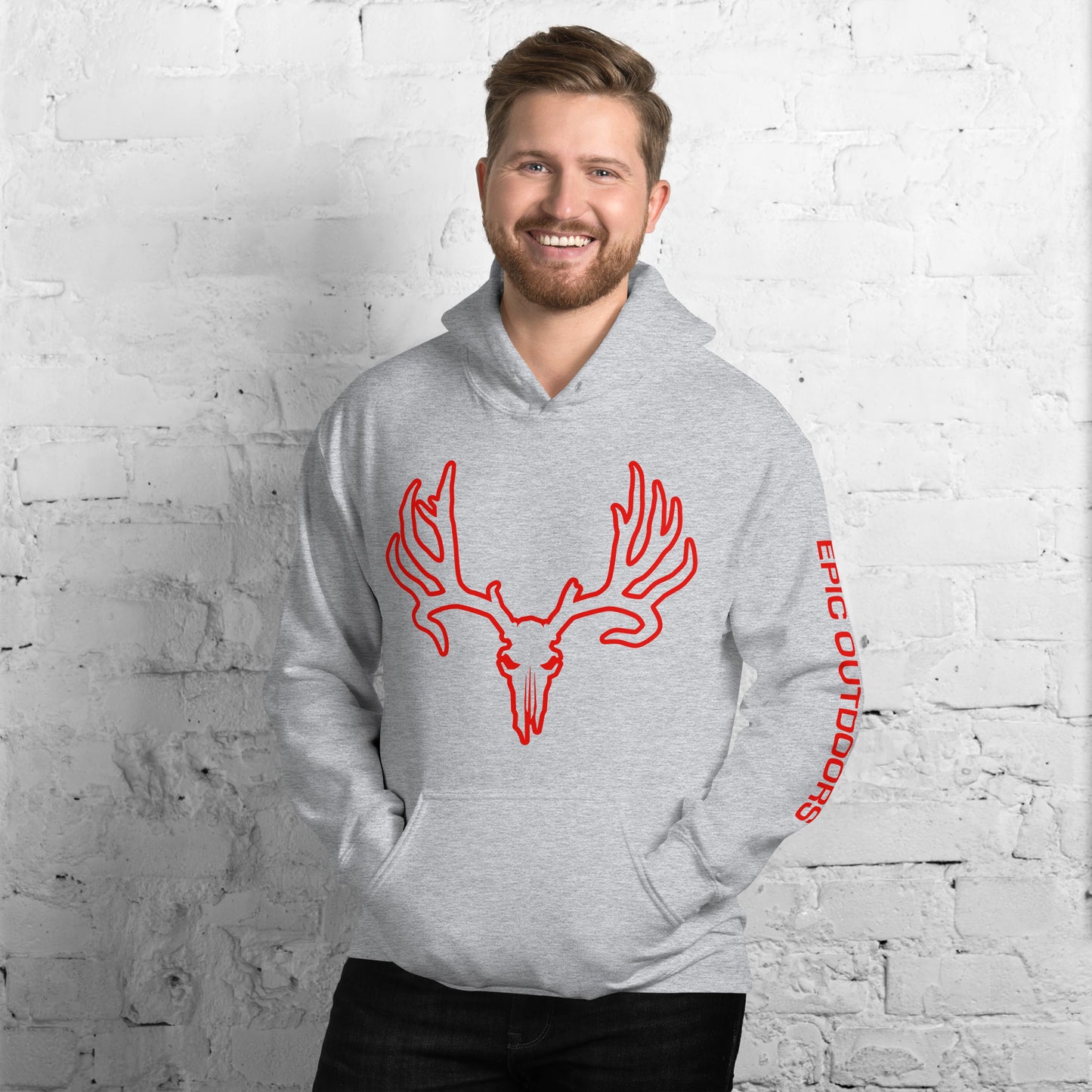 Red Epic Logo Outline Unisex Hoodie - Cotton-Poly Blend 18500