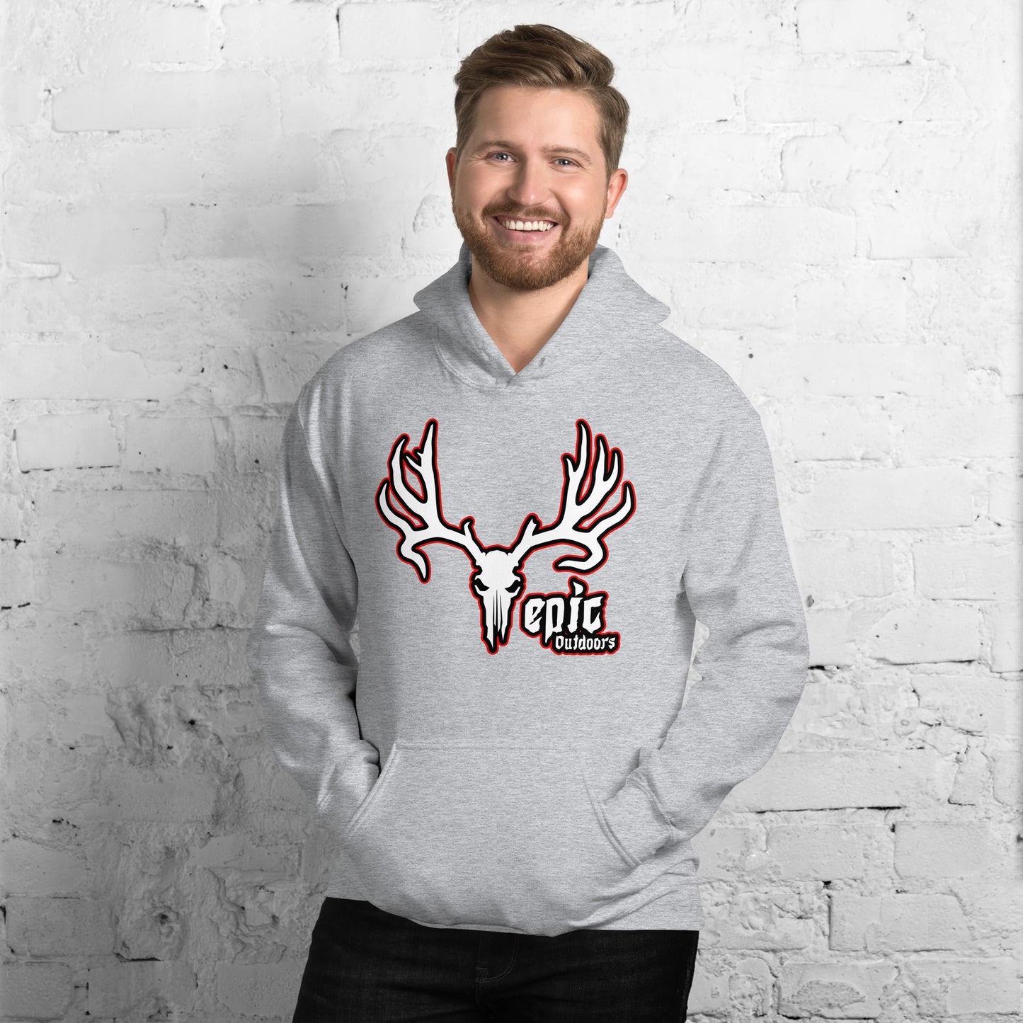 Red Epic Logo Unisex Hoodie - Cotton-Poly Blend 18500