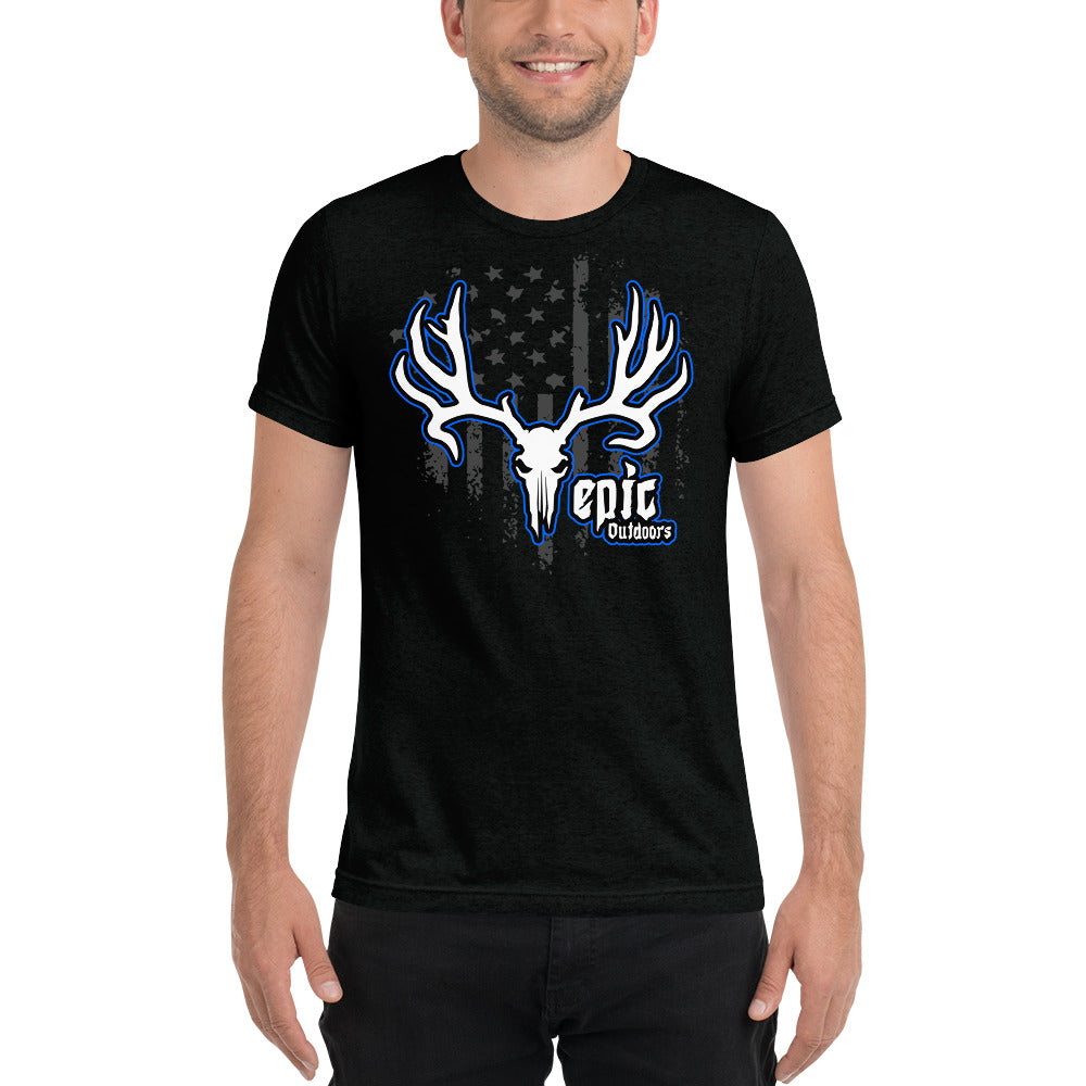 Blue Epic Logo Dark Flag - Premium Unisex Tri-Blend T-Shirt