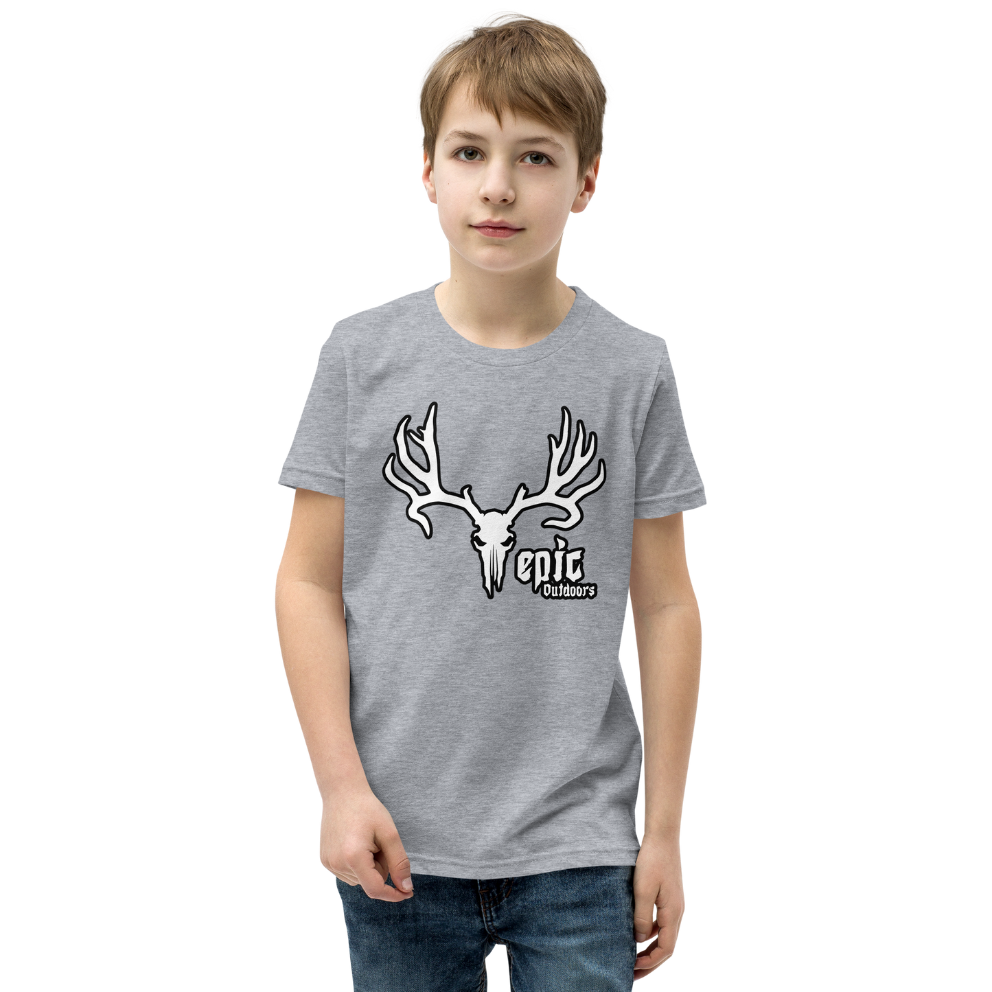 White/Black Logo Youth Short Sleeve T-Shirt