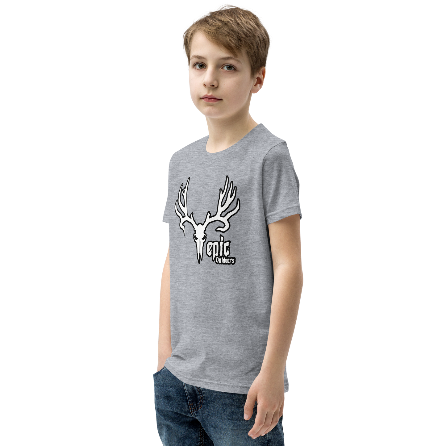 White/Black Logo Youth Short Sleeve T-Shirt