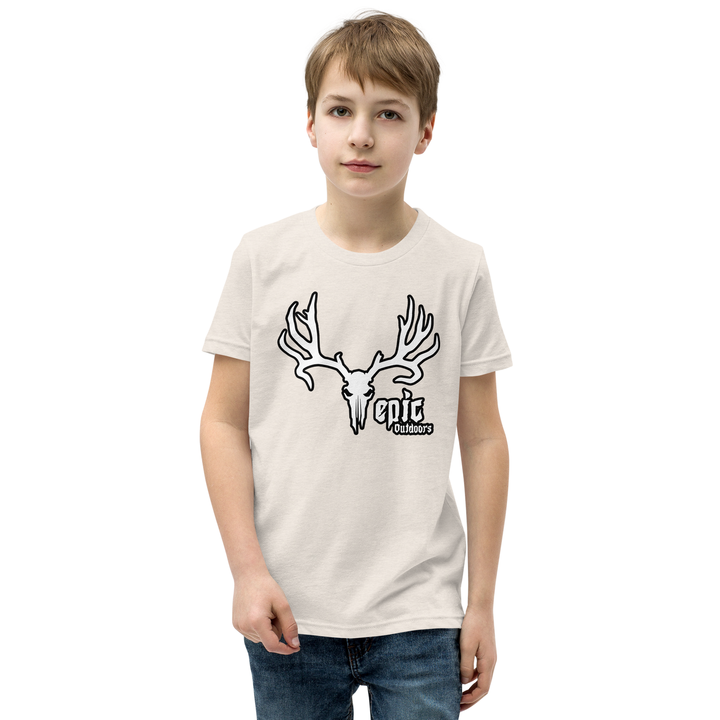 White/Black Logo Youth Short Sleeve T-Shirt