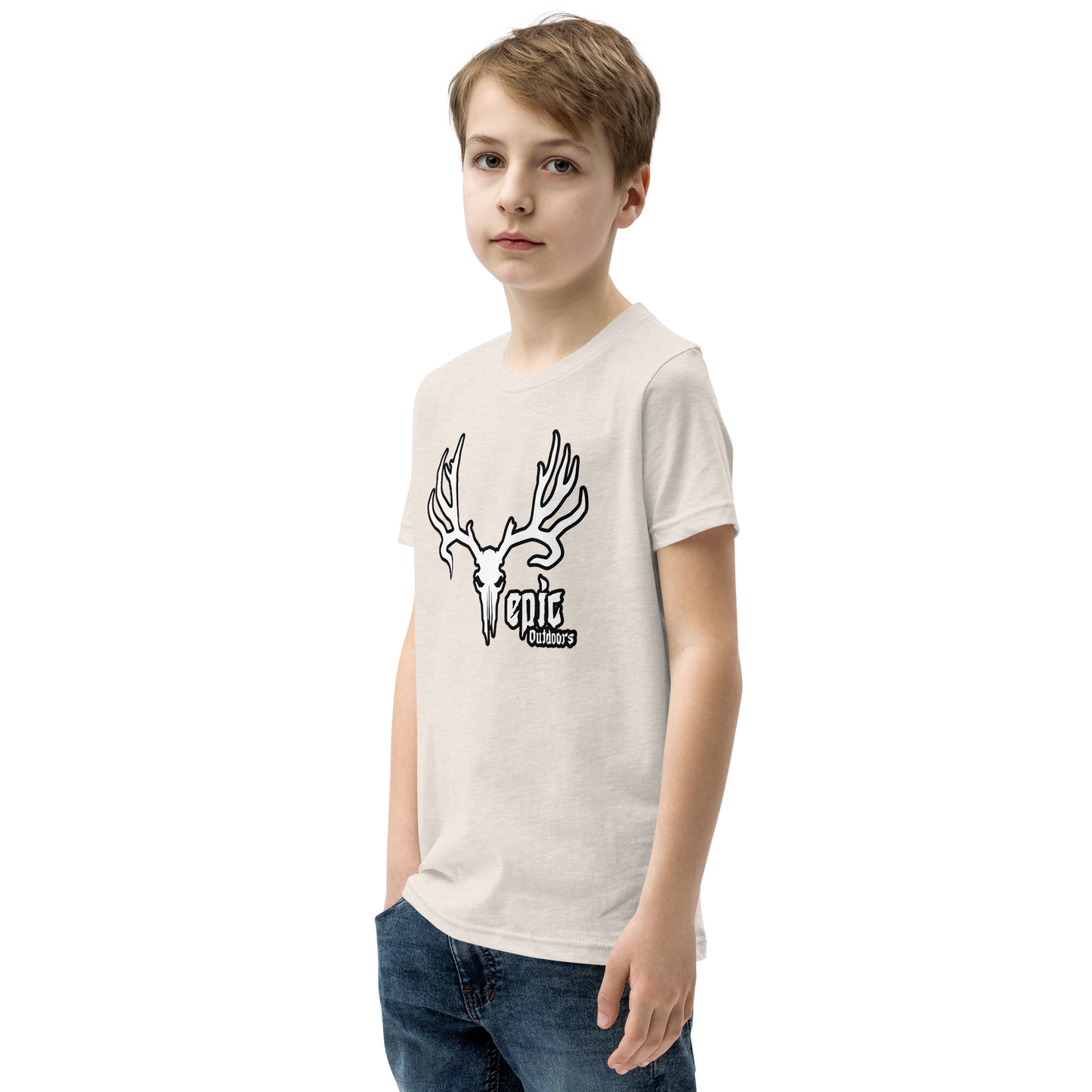 White/Black Logo Youth Short Sleeve T-Shirt