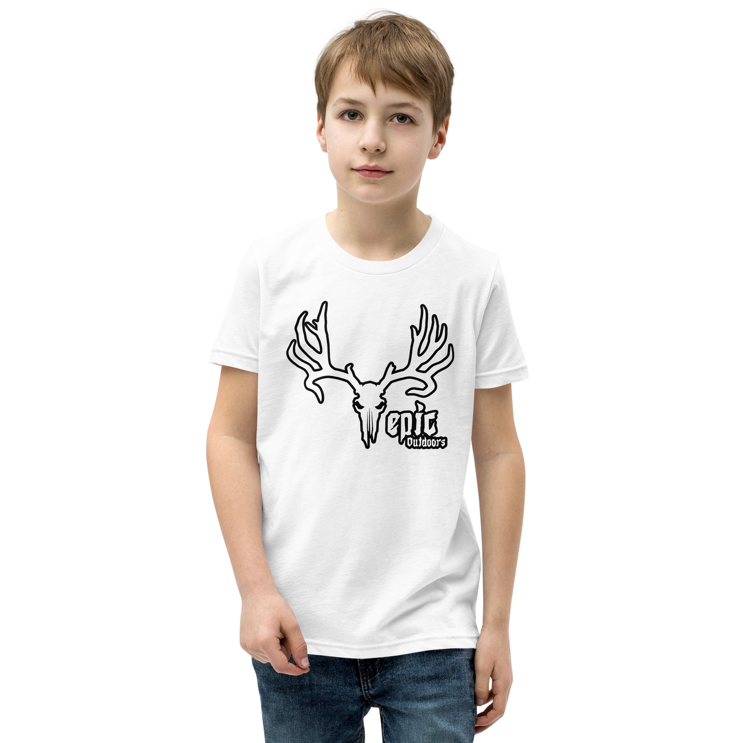 White/Black Logo Youth Short Sleeve T-Shirt