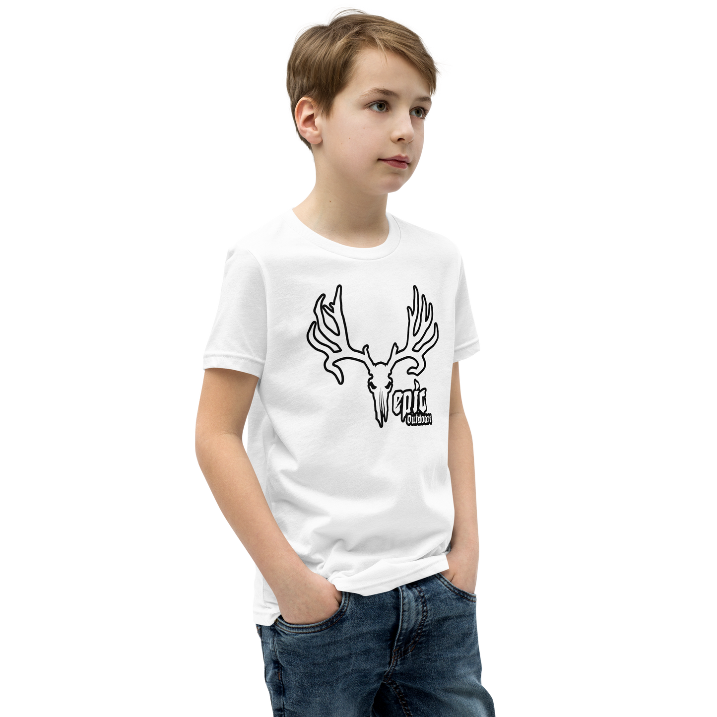 White/Black Logo Youth Short Sleeve T-Shirt