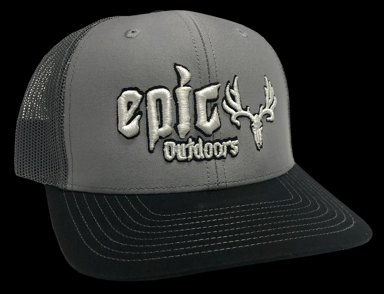 Epic Puff Logo - Tri-Color: Grey/Charcoal/Black Trucker Hat